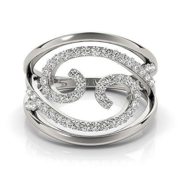 Swirl Design Diamond Ring in 14k White Gold