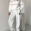 Plus Size Striped Quarter Zip Top and Pants Set