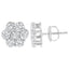Pendientes de Stud de Diamante Floral de Plata Esterlina - 2 cttw
