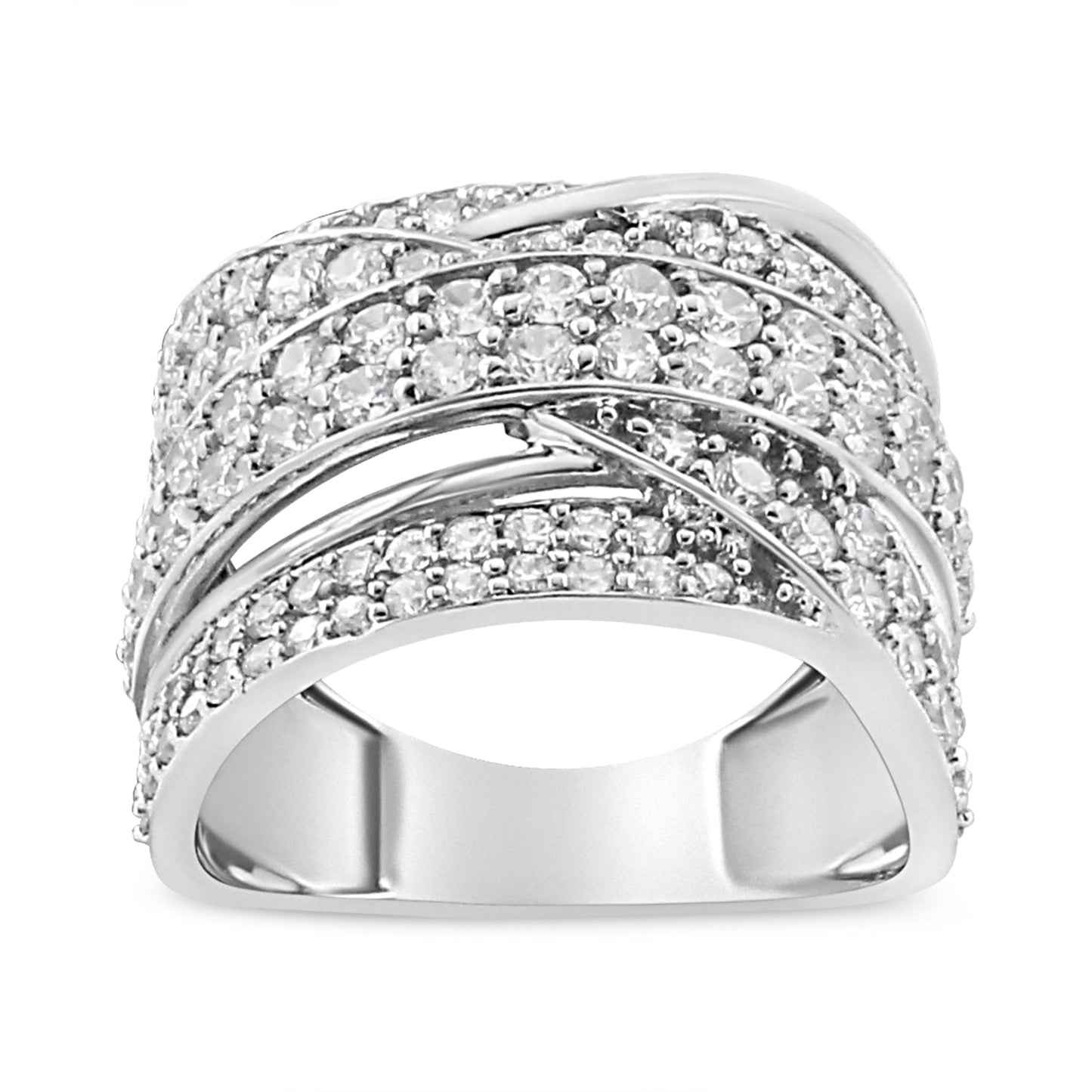 .925 Sterling Silver 2.00 Cttw Round-Cut Diamond Bypass Ring - Size 7