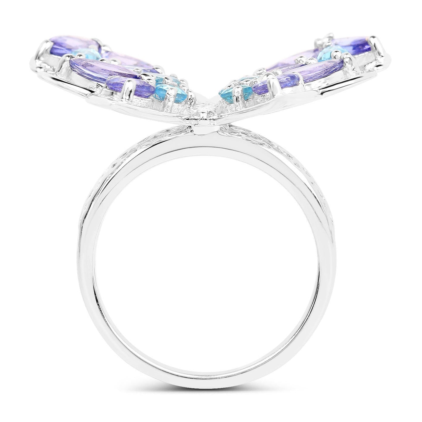 Bague en Tanzanite et Topaze Bleue Suisse de 3,60 Carats