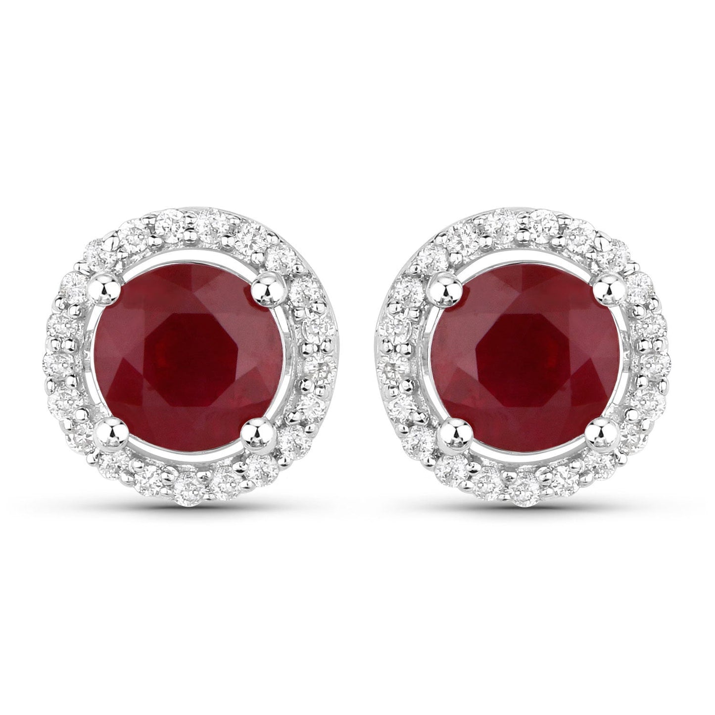 Pendientes de Rubí y Diamante de 1.22 Quilates en Oro Blanco de 14K