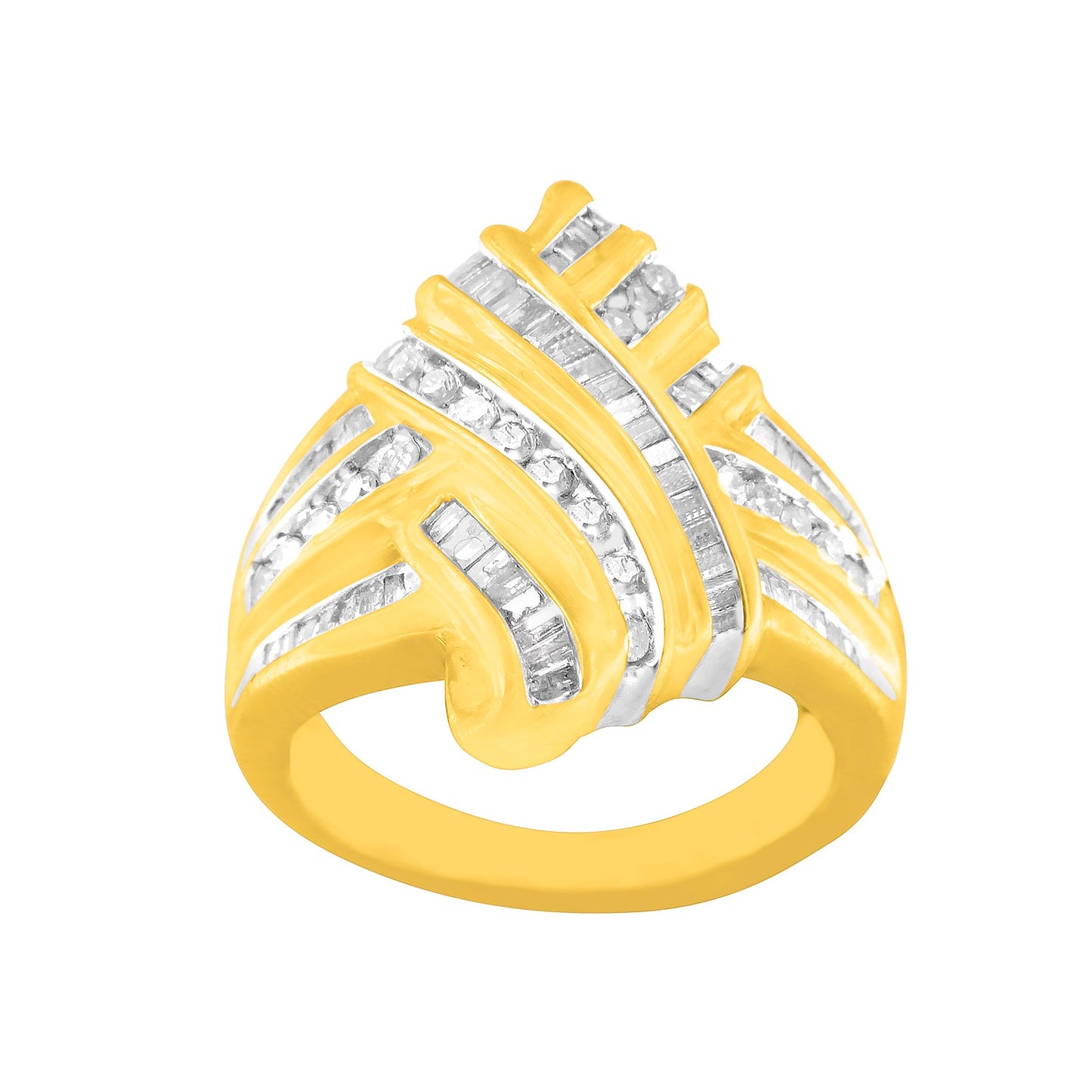 Anillo Bypass de Diamante de Oro Amarillo de 10K con 1.0 cttw