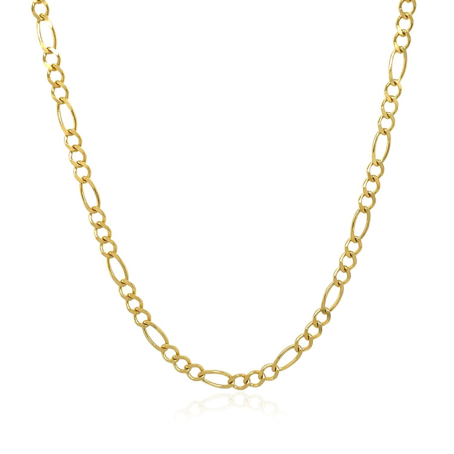 Cadena Figaro Sólida de Oro Amarillo de 10k de 3.0mm