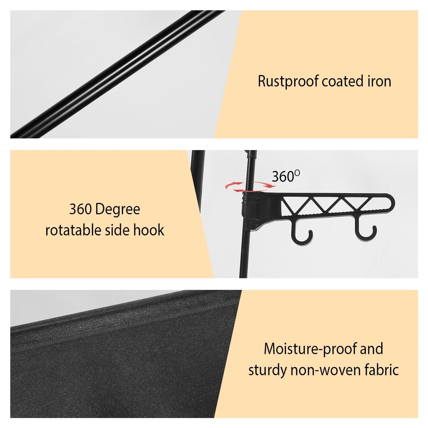 Freestanding Metal Garment Rack with Shelves and Hooks