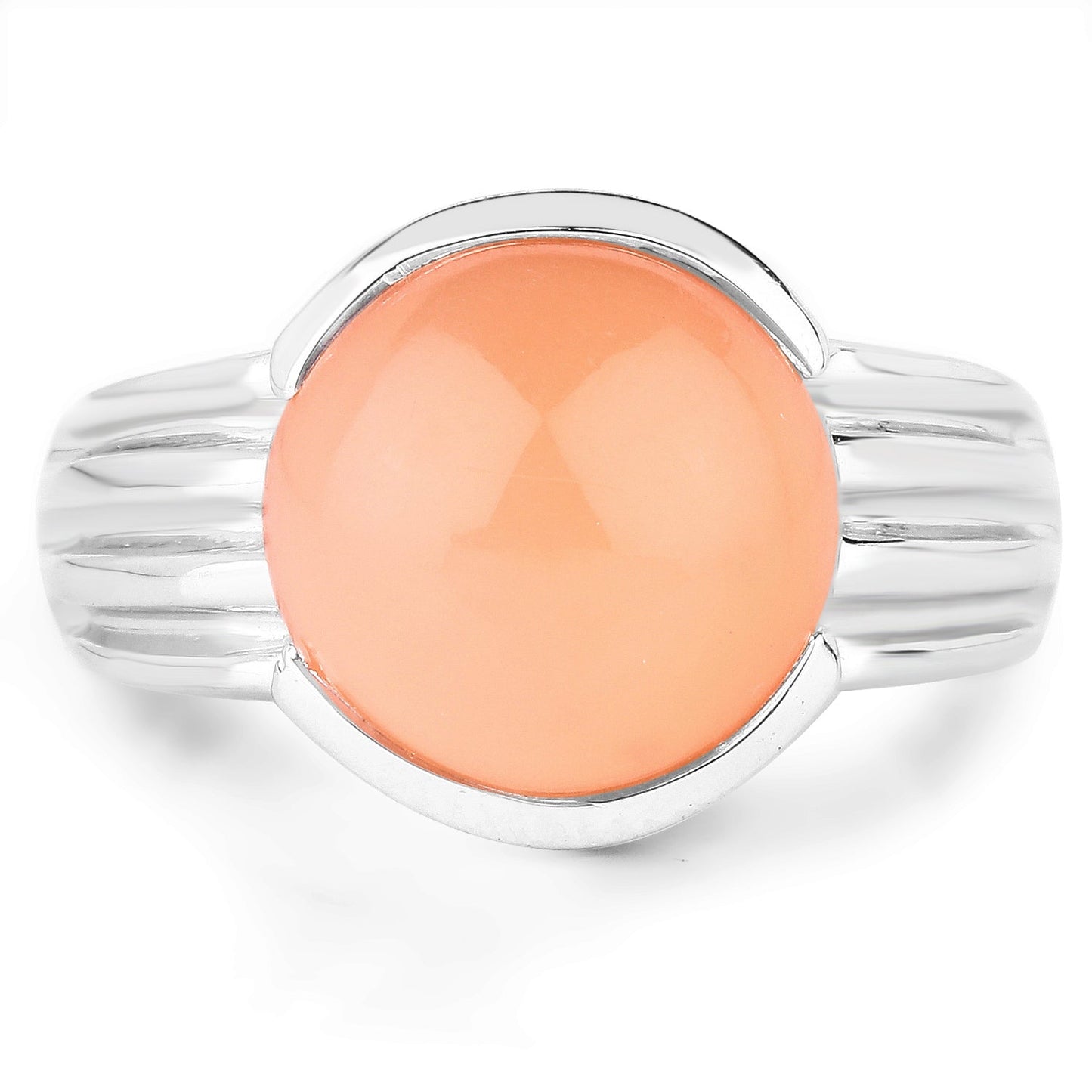 6.00 Carat Genuine Peach Moonstone Sterling Silver Ring