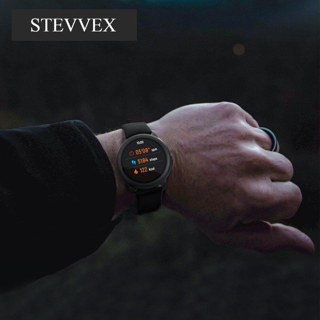 Montre intelligente solaire STEVVEX - Sport métal avec moniteur de fréquence cardiaque