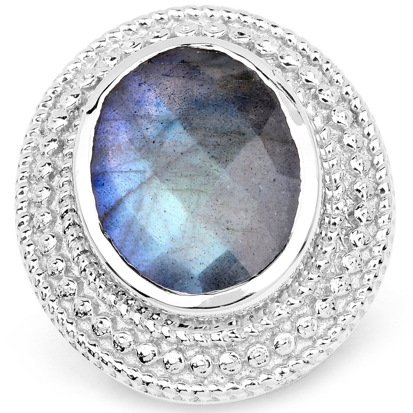 7.00 Carat Genuine Labradorite Sterling Silver Ring