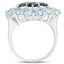Bague en argent sterling avec topaze bleue de Londres et topaze blanche de 6,54 carats