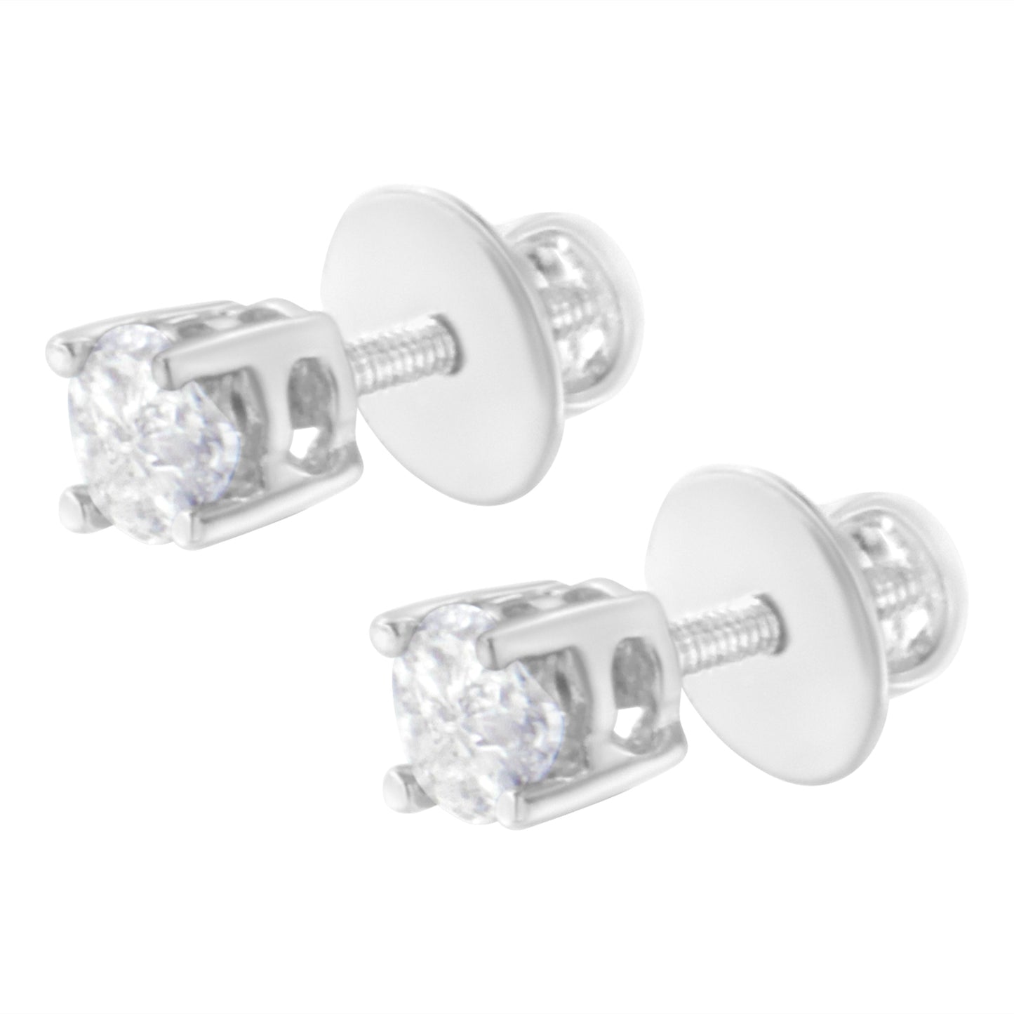 Boucles d'oreilles en diamant solitaire à taille pie en or blanc 14K 1/2 Cttw