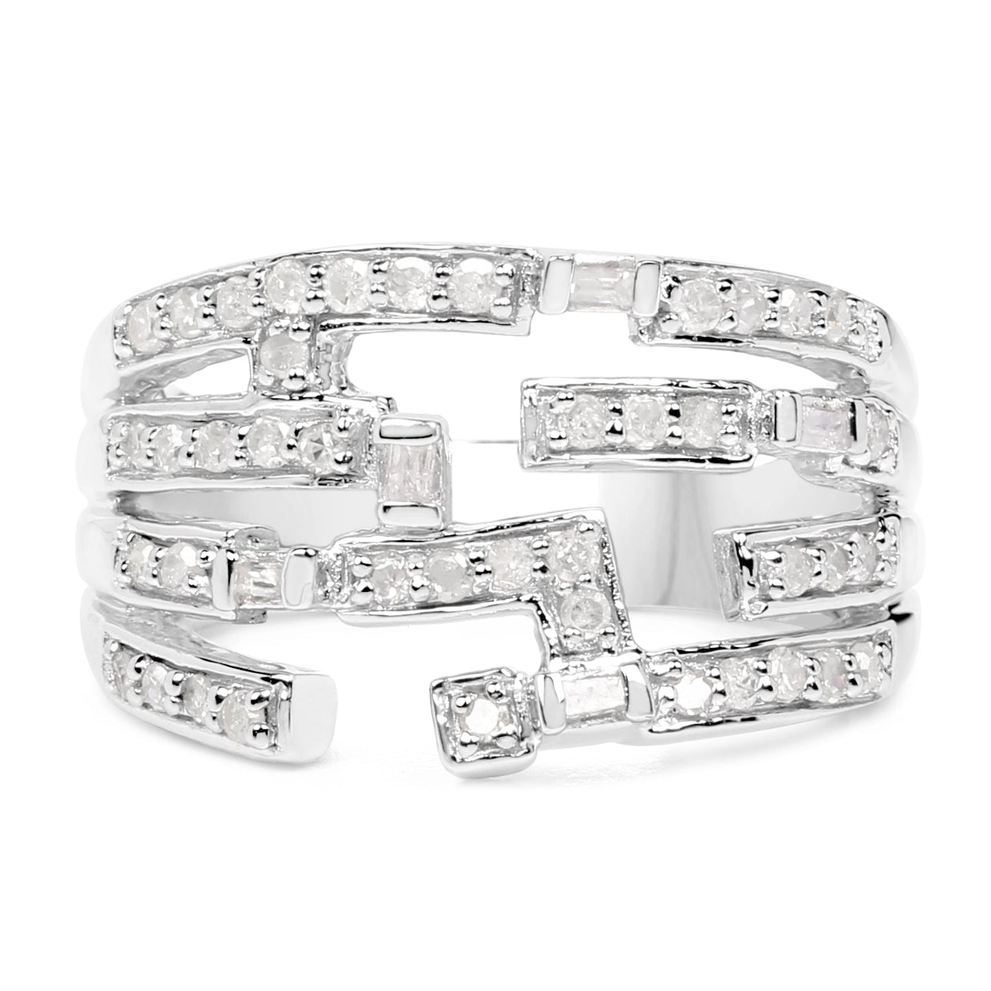 Bague en cluster de diamant blanc de 0,60 carat en argent sterling