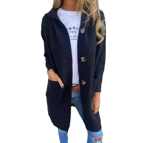 Mid-Length Light Gray Sweater Cardigan for Women