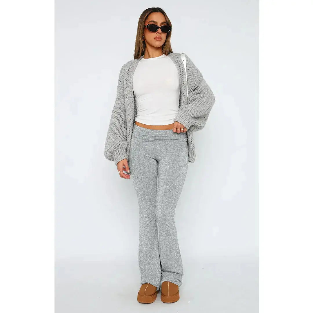 Pantalones de campana de talle bajo sólidos para mujer