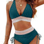 Color Block Drawstring Bikini Set