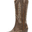 Bottes Cowboy RONILURN Femme Mi-Mollet avec Broderie