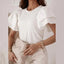 Blusa Sólida Elegante de Cuello Redondo para Oficina