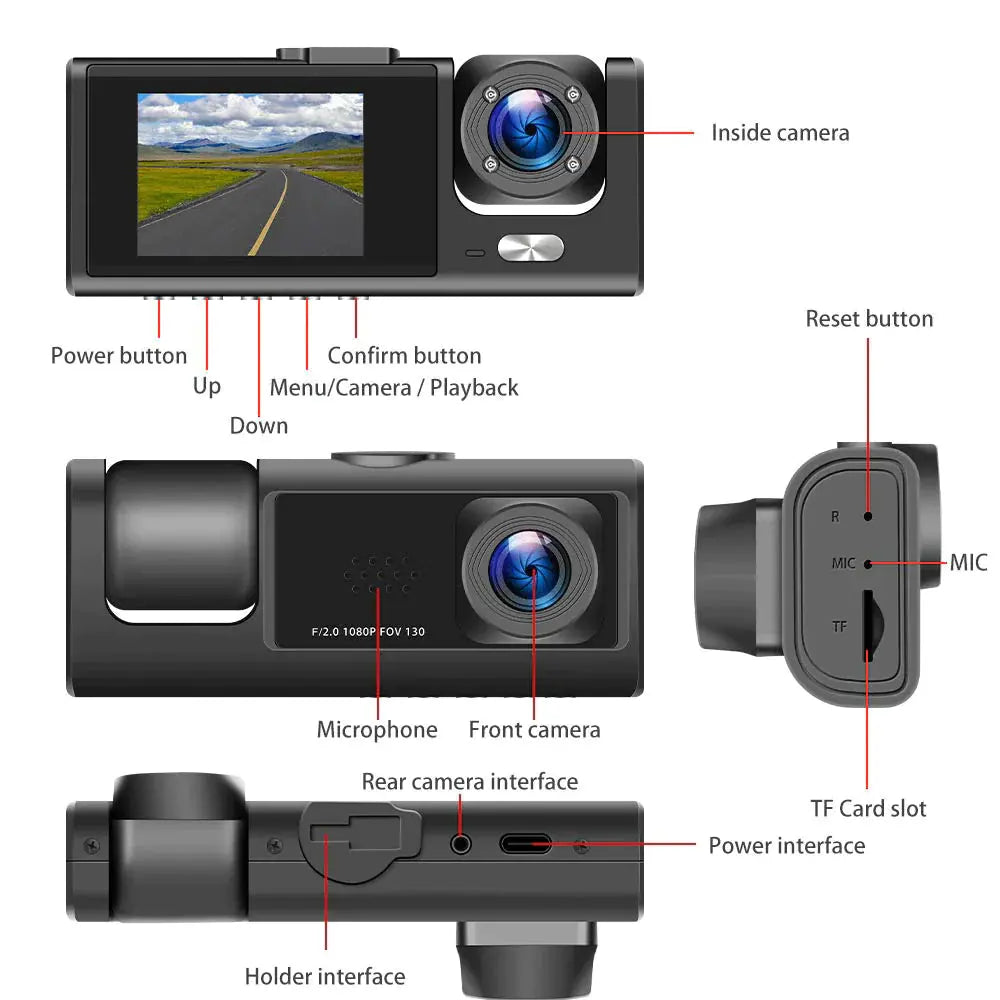 Premium Dual Lens HD 1080P Dash Cam for Comprehensive Coverage