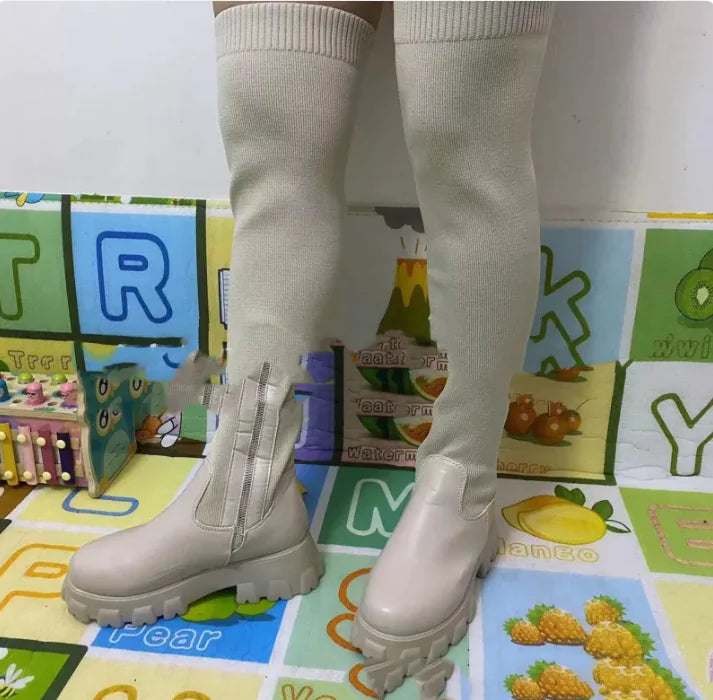 Botas de Plataforma Tejidas Acogedoras