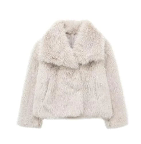 Abrigo de piel sintética de zorro de lujo para mujer para otoño e invierno