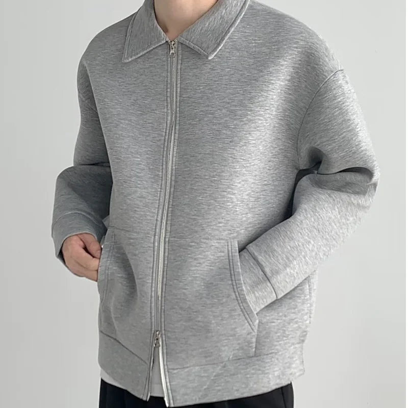 Flip Collar Zipper Coat - Classic Men's Cardigan