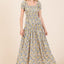 Summer Flower Print Puff Sleeve Maxi Dress