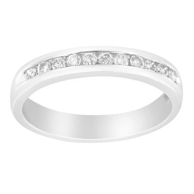 18K White Gold Channel Set Diamond Wedding Band Ring - Size 5