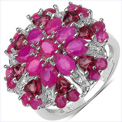 3.90 Carat Genuine Ruby & Rhodolite Sterling Silver Ring