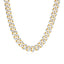 14k Two Tone Gold Miami Cuban Chain Necklace with White Pave