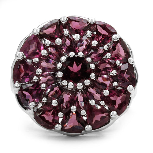 Bague de fiançailles en argent sterling rhodolite de 5,08 carats