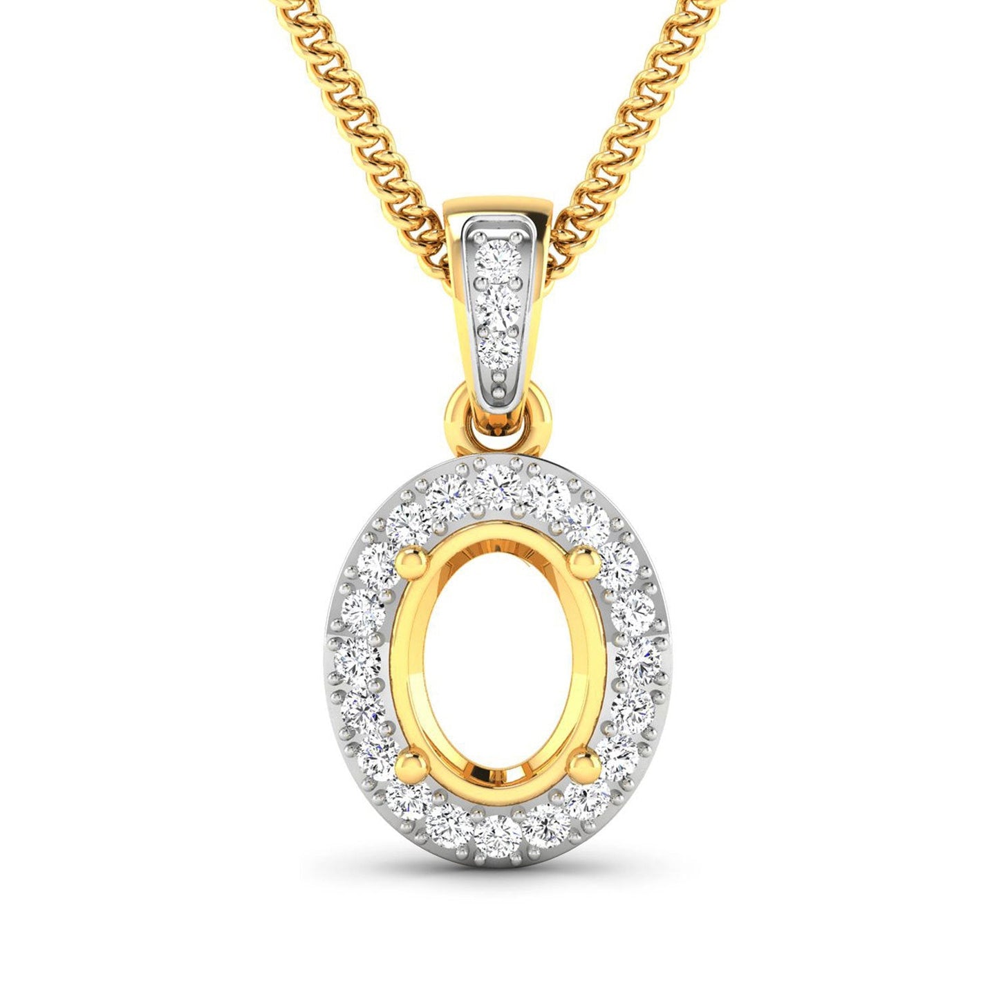 0.18 Carat White Diamond 14K Yellow Gold Semi Mount Pendant