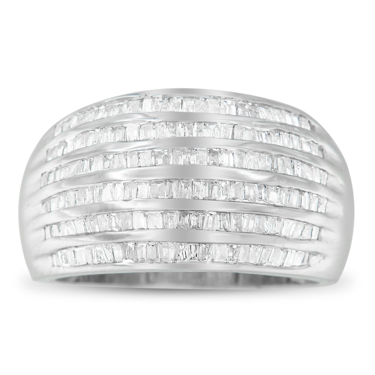 Anillo de cóctel de diamantes en corte baguette de plata esterlina .925 - Talla 6-1/2