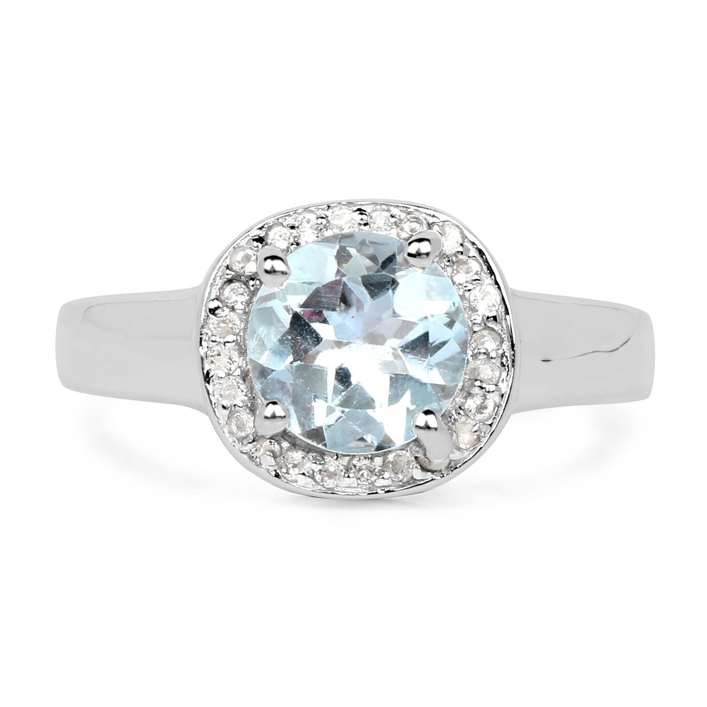 2.37 Carat Blue Topaz & White Topaz Sterling Silver Ring