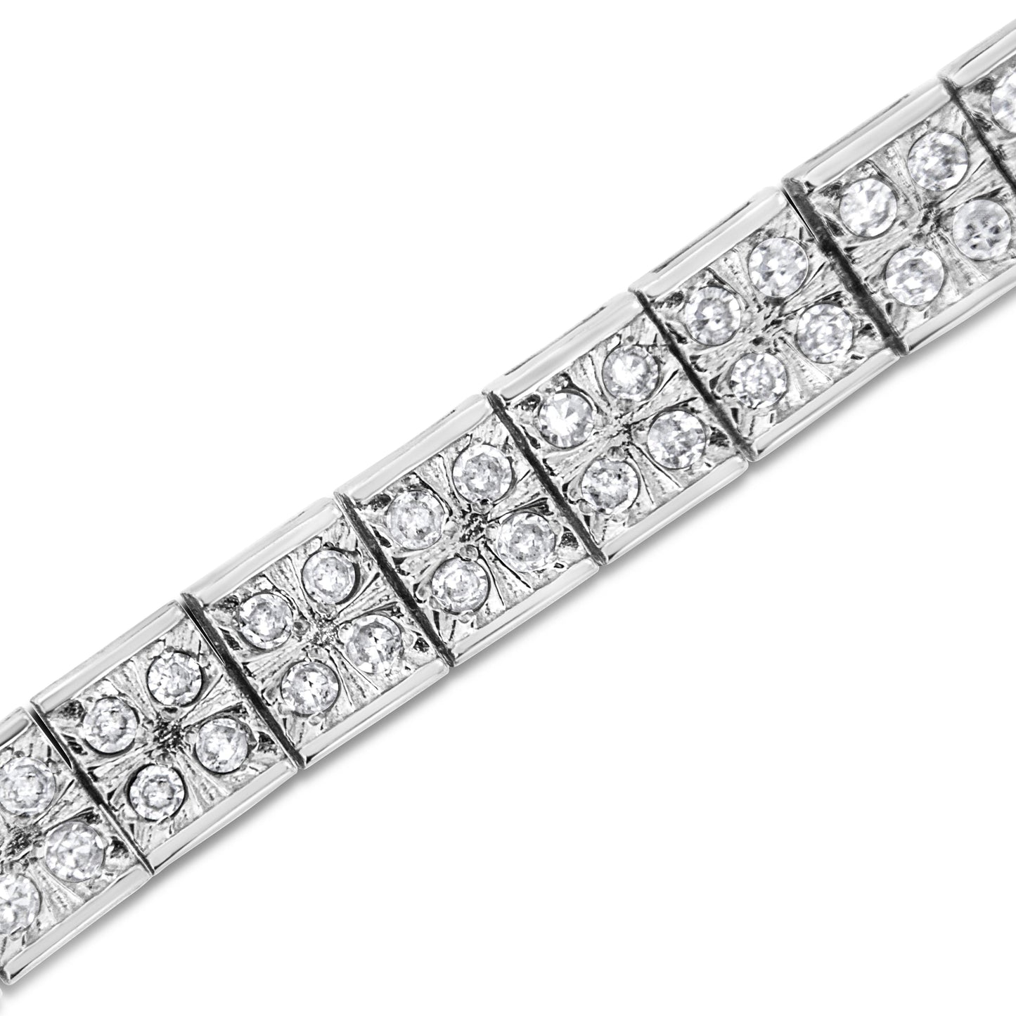 .925 Sterling Silver 2 Cttw Diamond Box Link Bracelet - 7.25"