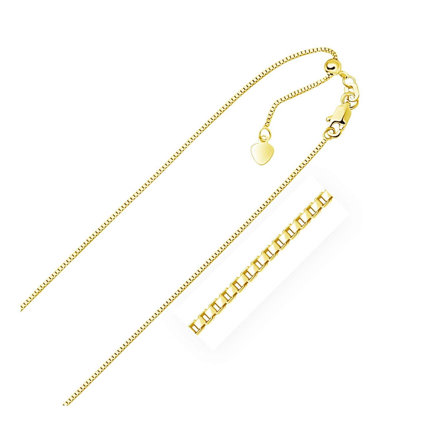 Collar de cadena ajustable de caja de oro amarillo de 10k - 0.85mm