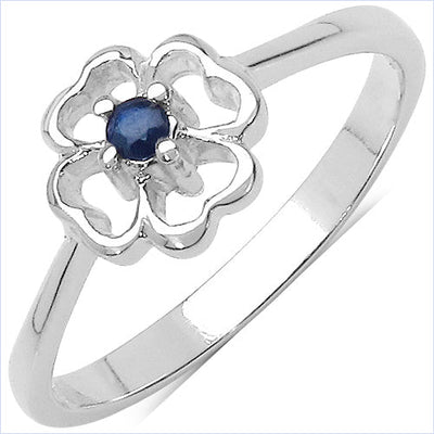 0.07 Carat Blue Sapphire Sterling Silver Engagement Ring