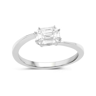 Bague Bypass en Diamant Blanc de 0,33 Carat en Or Blanc 18K