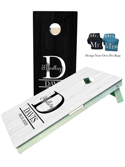Custom Engraved Wedding Date Cornhole Boards with Monogram - Korvel