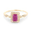 0.75 Carat Ruby and Diamond Halo Engagement Ring in 14K Gold