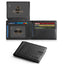 Cartera delgada RUNBOX RFID de cuero para hombres con caja de regalo - Negro carbón