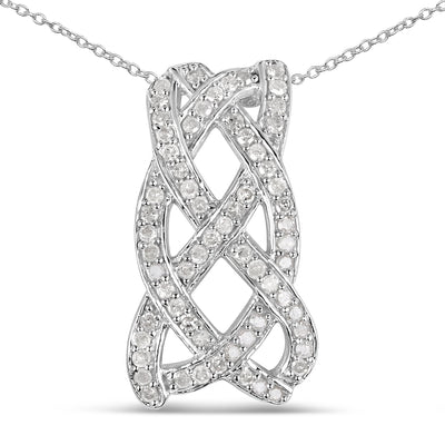Pendentif en diamant blanc véritable de 0,54 carat en argent sterling