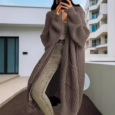 Premium Women's Long Knitted Cardigan for Autumn & Winter