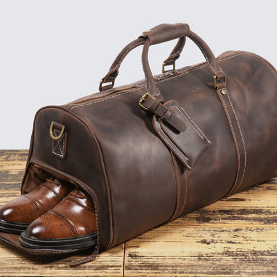 Men's First Layer Cowhide Travel Duffel Bag