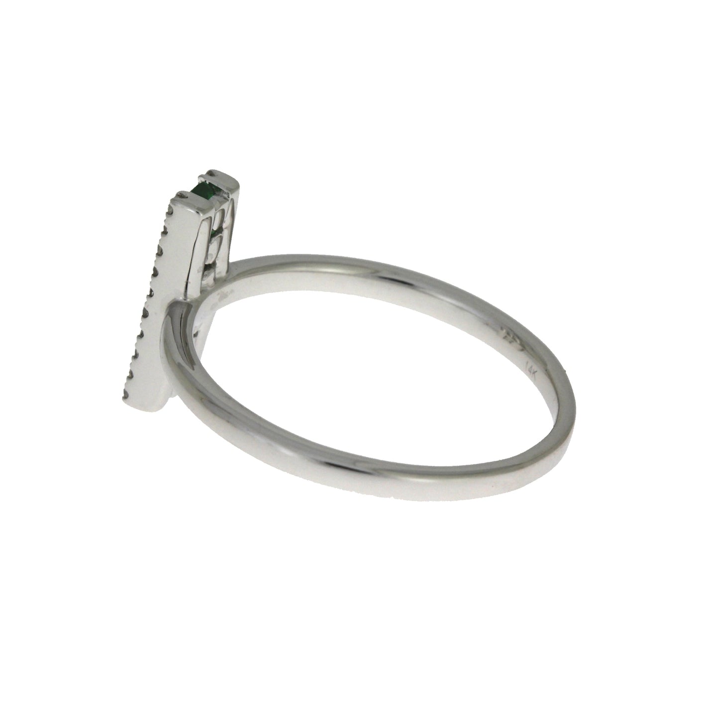 Bague en diamant émeraude naturelle de 0,25 ct en or blanc 14KT