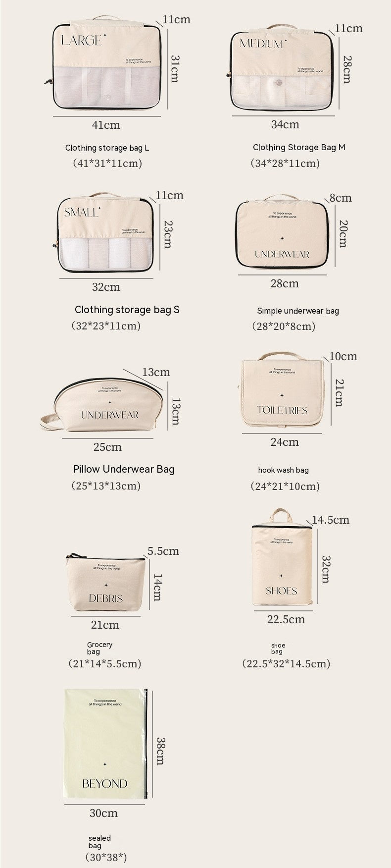 Ensemble de sacs de rangement de voyage premium pour un emballage organisé