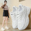 Dad's shoes, women's casual sports shoes, comfortable running, easy to wear white shoes - Korvel
