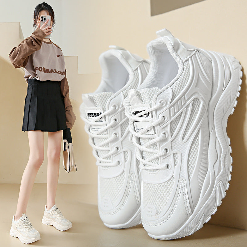 Dad's shoes, women's casual sports shoes, comfortable running, easy to wear white shoes - Korvel
