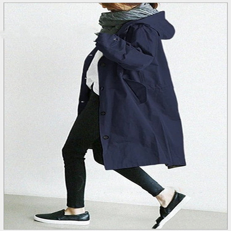 Women's Casual Windbreaker Jacket with Hood and Pockets