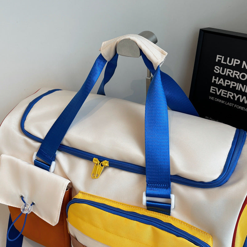 Sac de voyage multi-poches à contraste de couleur tendance