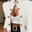 Women's Solid Color Textured Fabric Stand Up Collar Jacket