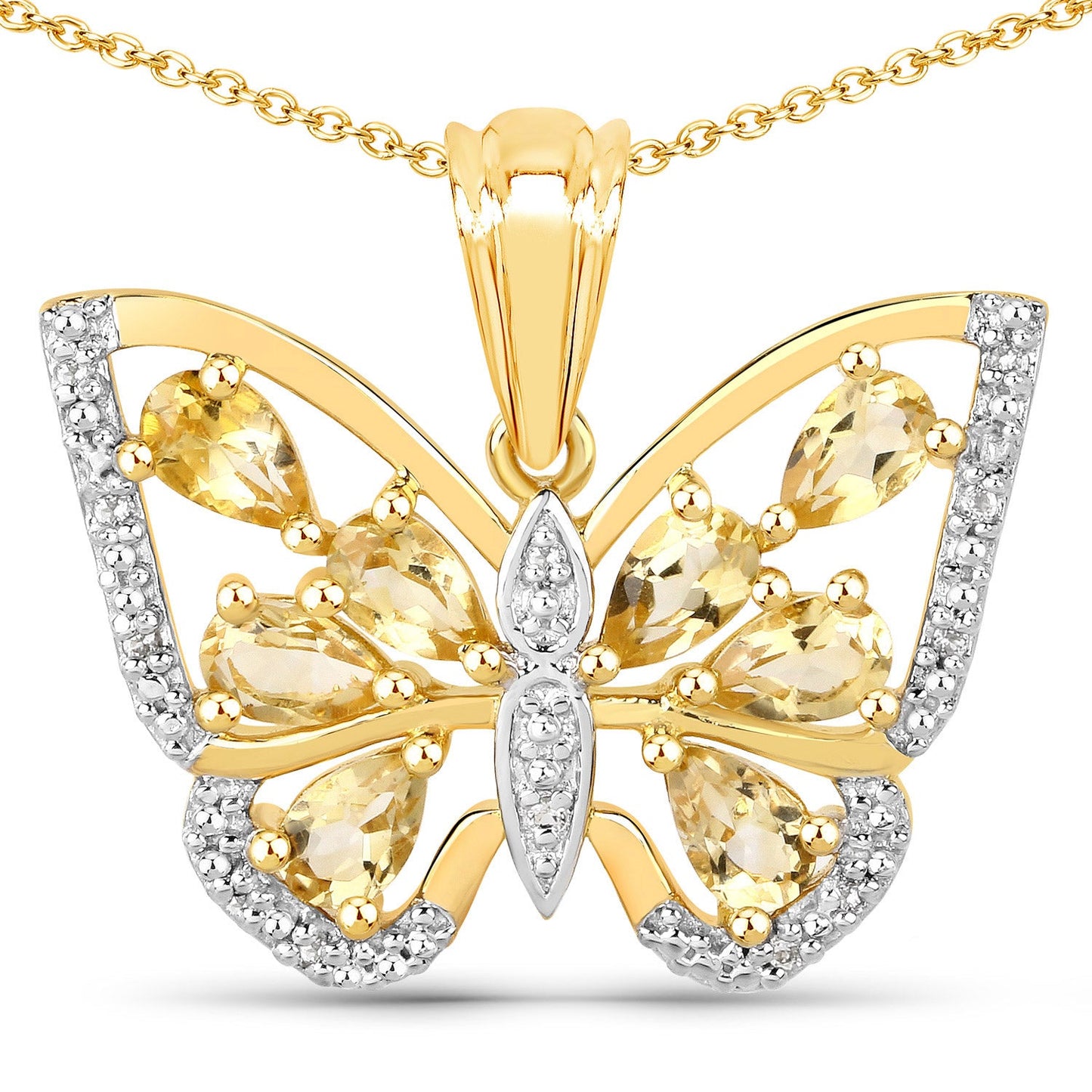 1.81 Carat Genuine Citrine & White Topaz Sterling Silver Pendant